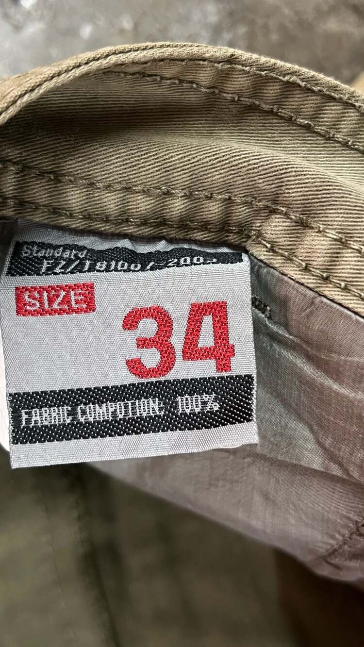 Y2K Streetwear Cargo Pants Size 34 Olive Green Multi-Pocket - Picture 6 of 8
